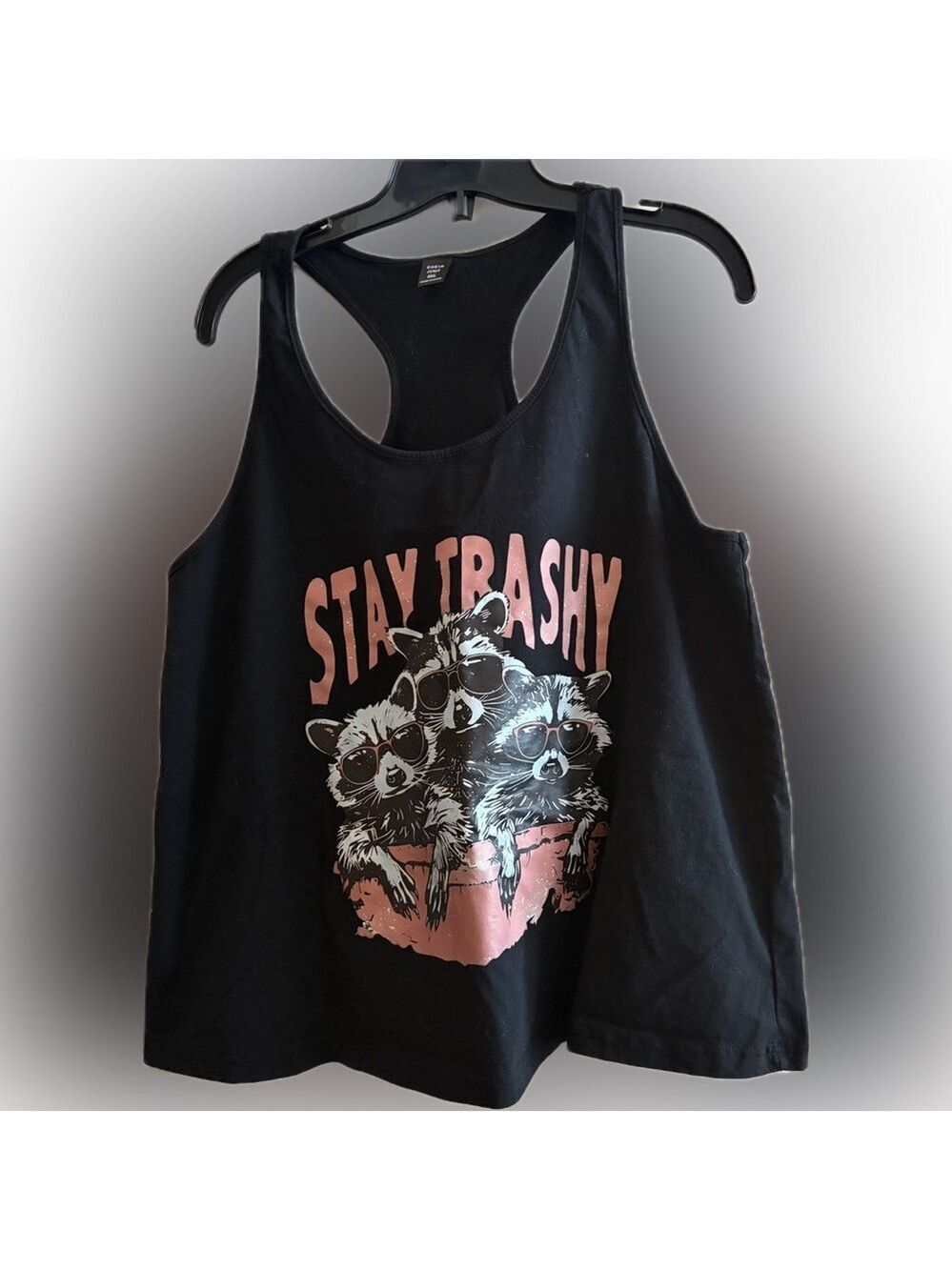 3 for $20 ⭐️ Black Tank Top with Raccoon Graphic